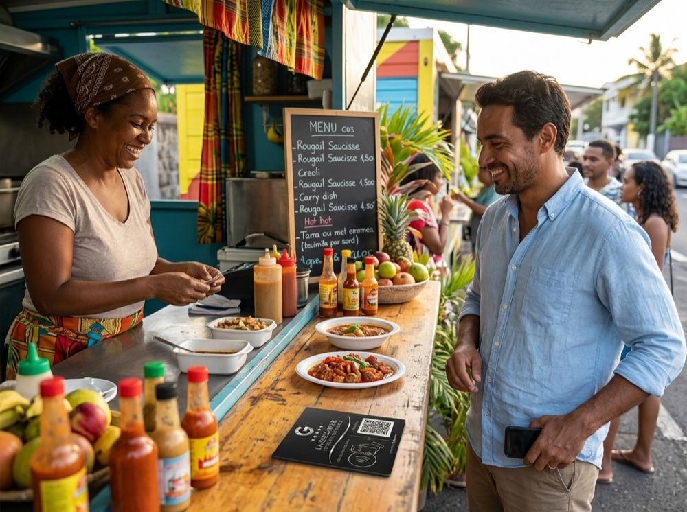 Snack créole — plaque sur le comptoir