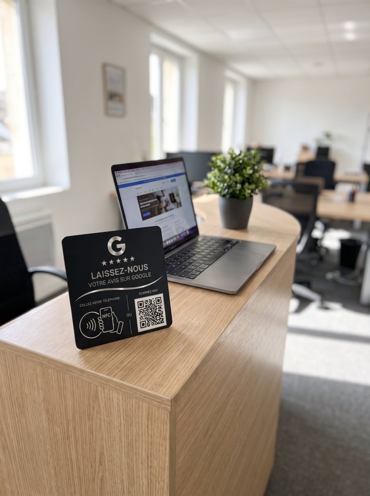 Plaque avis Google sur le bureau