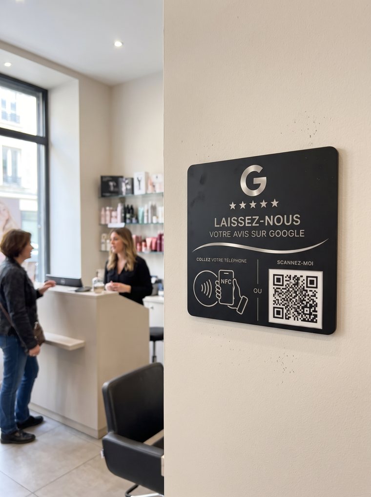 Plaque avis Google au mur